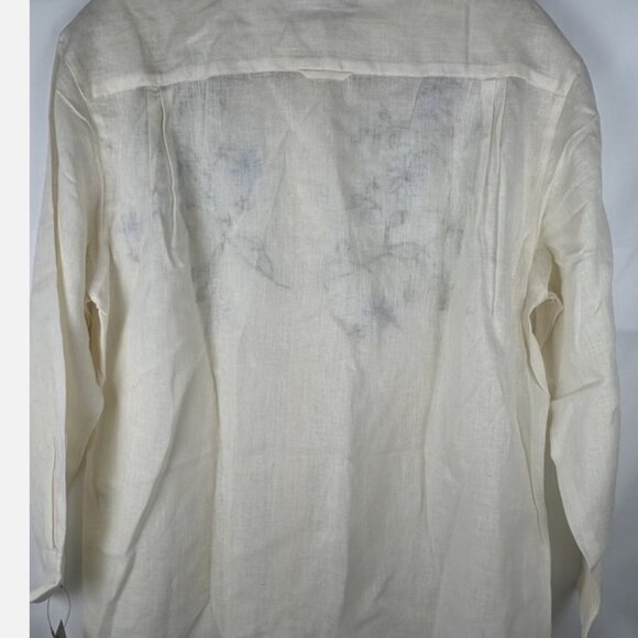 NWT Vintage Esprit Linen Cotton Blend Embroidered Button Up Top Womens M Sheer - Picture 2 of 5